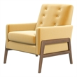 Allora Mid-Century Modern Tight Back Velvet Lounge Chair in Yellow