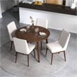 Allora 5-Piece Mid-Century Modern Dining Set w/ 4 Fabric dining chairs in Beige