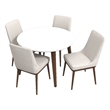 Allora 5-Piece Mid-Century Dining Set with 4 Fabric Dining Chairs in Beige
