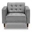 Allora Modern Wood and Velvet Upholstered Tufted Club Chair in Gray