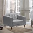 Allora Modern Wood and Velvet Upholstered Tufted Club Chair in Gray