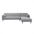 Allora Modern Wood and Velvet Upholstered Tufted Right Sectional Sofa in Gray