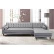 Allora Modern Wood and Velvet Upholstered Tufted Right Sectional Sofa in Gray