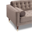 Allora Modern Velvet/Wood Right Sectional Sofa with Gold Legs in Taupe