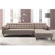 Allora Modern Velvet/Wood Right Sectional Sofa with Gold Legs in Taupe