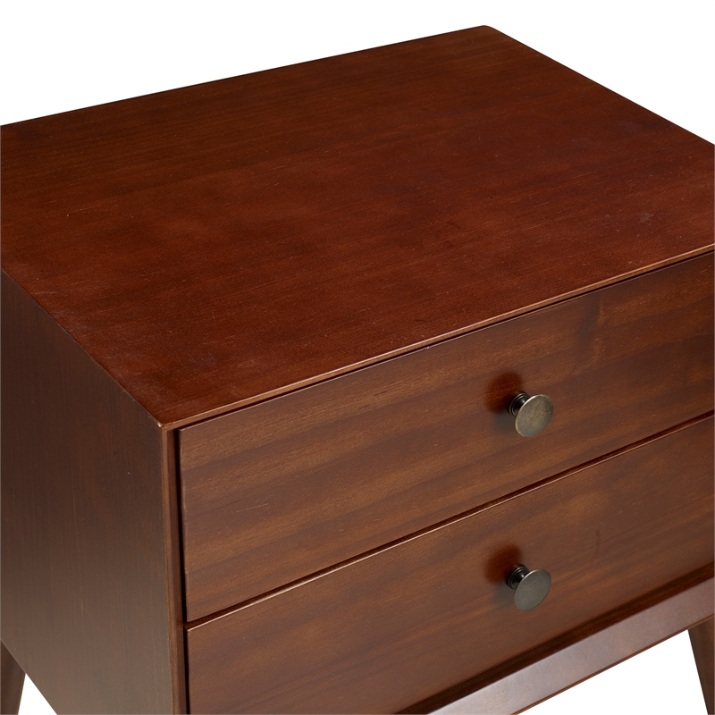 Allora Engineered Wood 2 Drawer Solid Wood Nightstand in Walnut