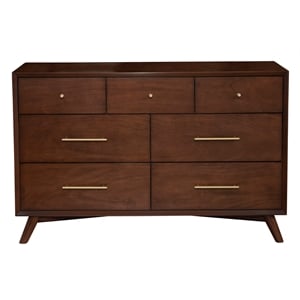 Allora Mid Century Wood 7 Drawer Dresserin Walnut (Brown)