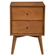 Allora Mid Century 2 Drawer Wood Nightstand in Chestnut