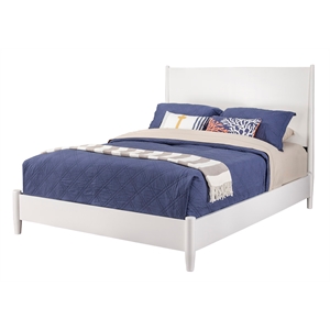 Allora Mid Century Modern Full Size Wood Panel Bed in White