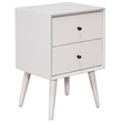 Allora Mid Century Modern Wood 2 Drawer Nightstand in White