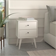 Allora Mid Century Modern Wood 2 Drawer Nightstand in White