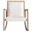 Allora Farmhouse Wood & Linen Rocking Chair in Coffee Brushed/Cream
