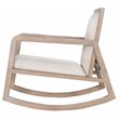 Allora Farmhouse Wood & Linen Rocking Chair in Coffee Brushed/Cream
