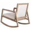 Allora Farmhouse Wood & Linen Rocking Chair in Coffee Brushed/Cream