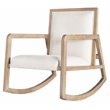 Allora Farmhouse Wood & Linen Rocking Chair in Coffee Brushed/Cream