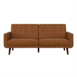 Allora Faux Leather Camel Tan Futon Sofa Bed Rectangular Convertible 78.5