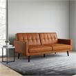 Allora Faux Leather Camel Tan Futon Sofa Bed Rectangular Convertible 78.5