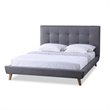 Allora Modern Polyester Fabric Upholstered Queen Platform Bed in Gray