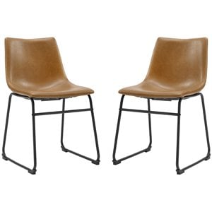 Allora 18&quot Faux Leather Dining Chair in Whiskey Brown (Set of 2)