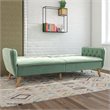 Allora Memory Foam Velvet Futon Sofa Bed in Light Green