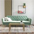 Allora Memory Foam Velvet Futon Sofa Bed in Light Green