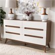 Allora 6 Drawer Double Dresser in White and Walnut