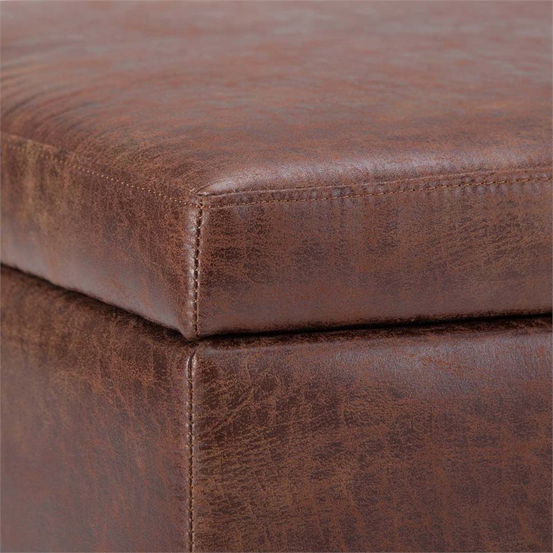 Allora Faux Leather Storage Coffee Table in Saddle Brown