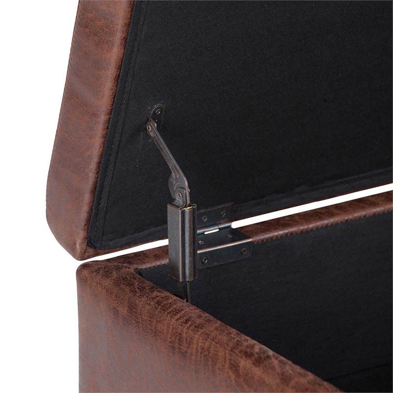 Allora Faux Leather Storage Coffee Table in Saddle Brown
