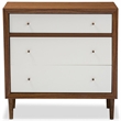 Allora Contemporary 3-Drawer Engineered Wood Chest in White/Walnut