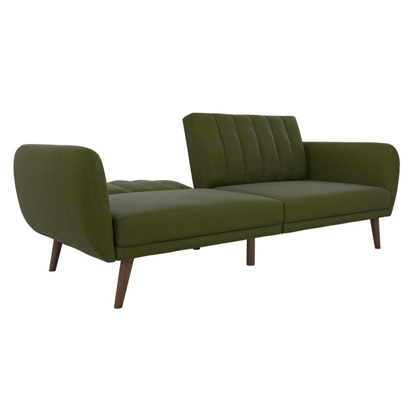 NewTitle: Allora Linen Green Sleeper Sofa Rectangular Ribbed Tufted Cushioned Back 81.5