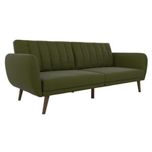 NewTitle: Allora Linen Green Sleeper Sofa Rectangular Ribbed Tufted Cushioned Back 81.5&quot