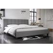 Allora Mid-Century Linen Fabric Upholstered King Bed in Gray