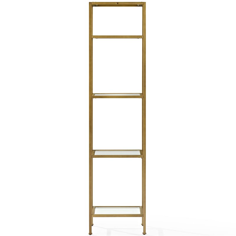 Allora 4 Shelf Narrow Glass Etagere in Antique Gold