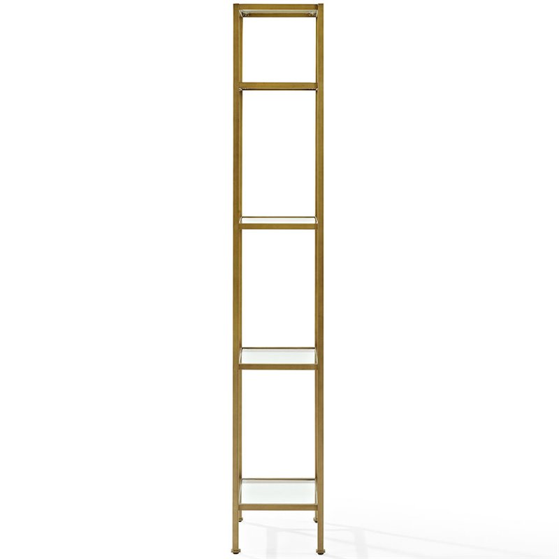 Allora 4 Shelf Narrow Glass Etagere in Antique Gold
