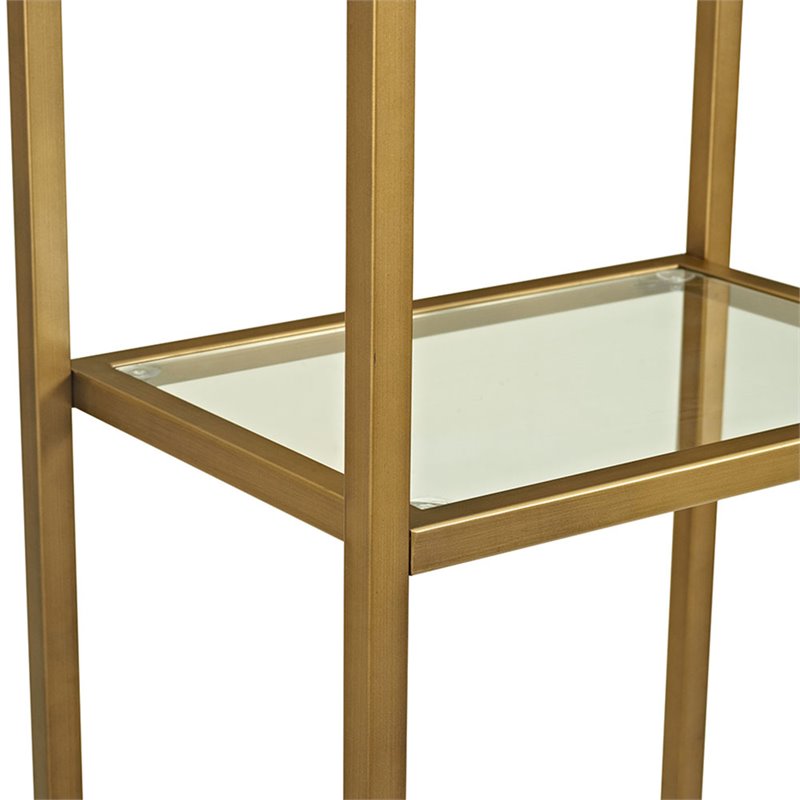 Allora 4 Shelf Narrow Glass Etagere in Antique Gold