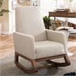 Allora Upholstered Rocker in Light Beige and Walnut