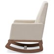 Allora Upholstered Rocker in Light Beige and Walnut