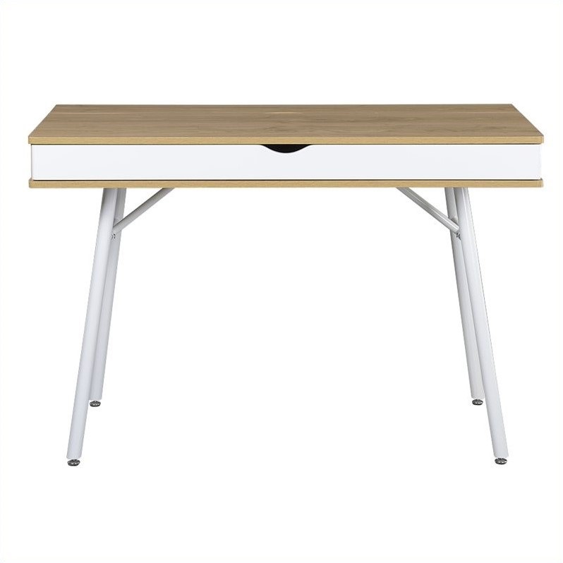 Allora Workstation with Cord Management and Storage in Pine