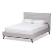 Allora Mid-Century Polyester Fabric Upholstered Queen Platform Bed in Gray