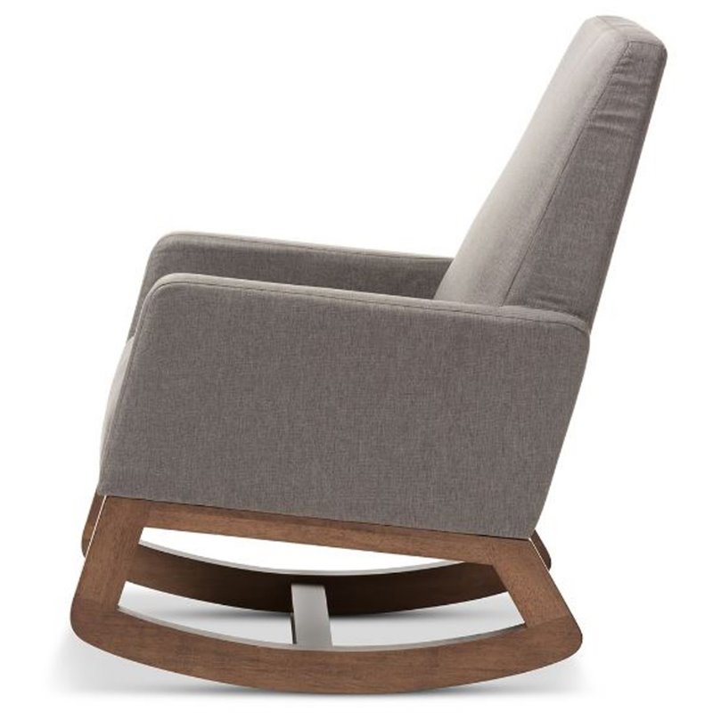 Allora Upholstered Rocker in Gray and Walnut