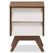 Allora 2 Drawer Nightstand in White and Walnut Brown