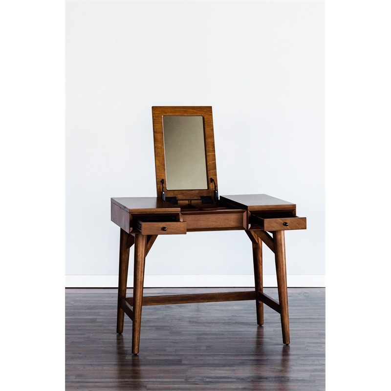 Allora Wood Bedroom Vanity in Acorn (Brown)