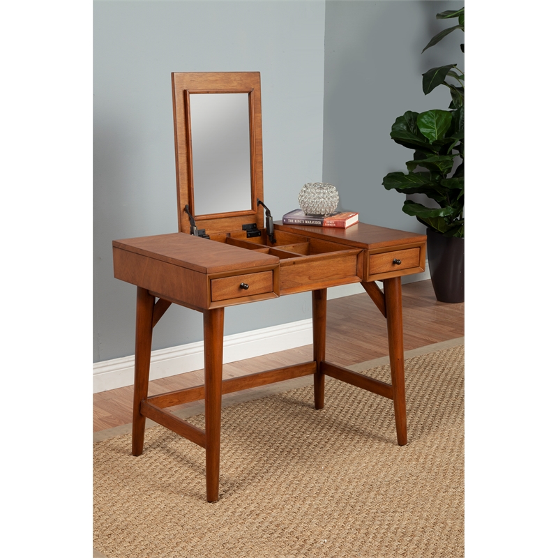Allora Wood Bedroom Vanity in Acorn (Brown)