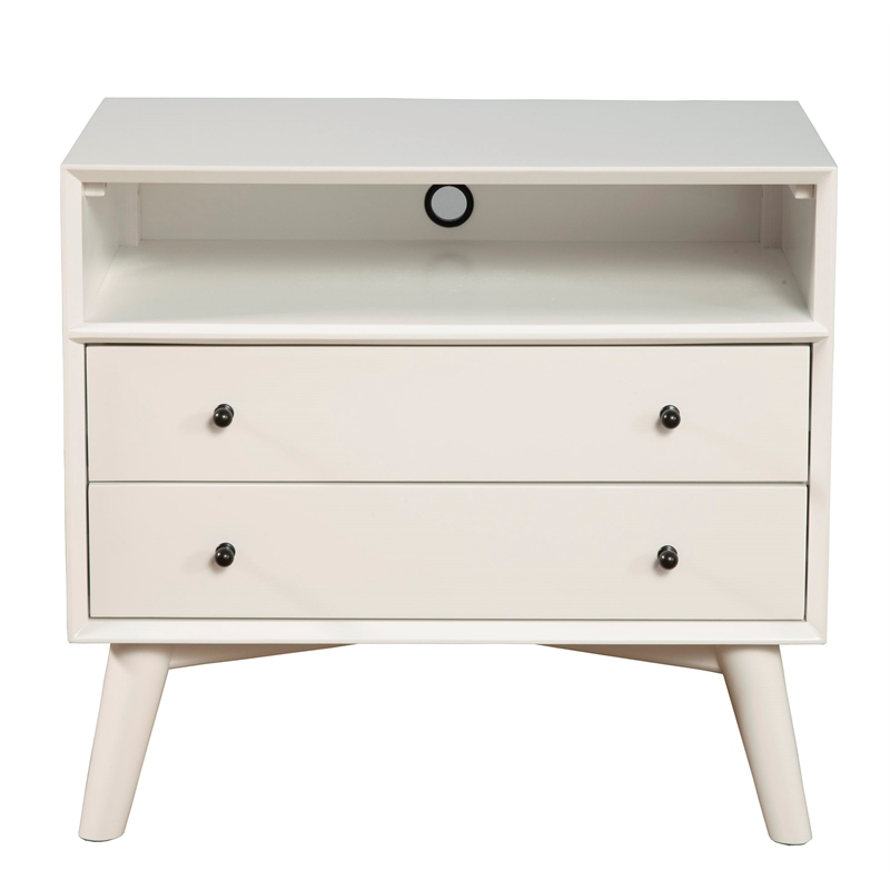 Allora Wood Large Wood 2 Drawer Nightstand in White