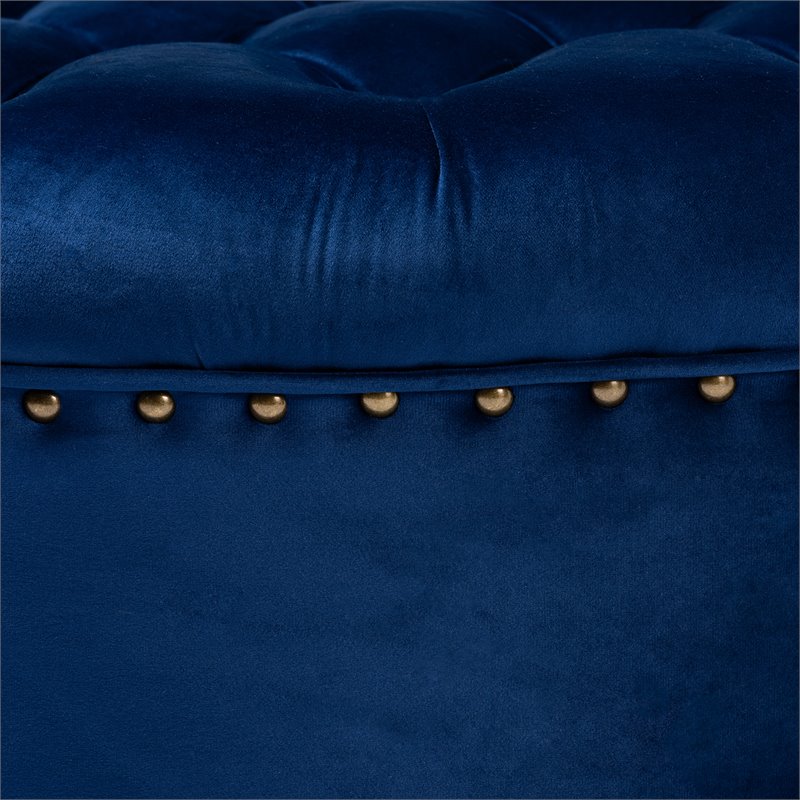 Allora Modern Tufted Velvet Coffee Table Ottoman in Blue