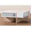 Allora Two-Tone White and Oak Finished Wood Coffee Table
