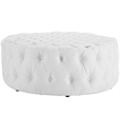 Modway Faux Leather White Ottoman Round Tufted 40