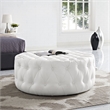 Modway Faux Leather White Ottoman Round Tufted 40