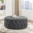 Allora Polyester Fabric Gray Ottoman Round Tufted 40