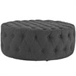 Allora Polyester Fabric Gray Ottoman Round Tufted 40